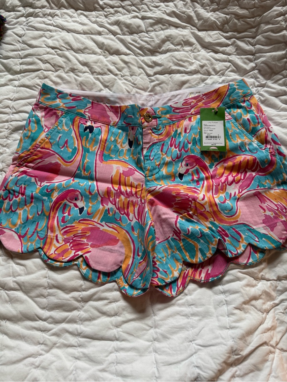 Lilly Pulitzer Buttercup Scallop Hem Flamingo Print Shorts - Peel and Eat